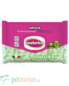 Inodorina: Vlažne maramice za ljubimce Chlorhexidine, 40 kom