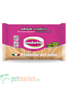 Inodorina: Vlažne maramice za ljubimce Sensitive Milk Protein, 40 kom