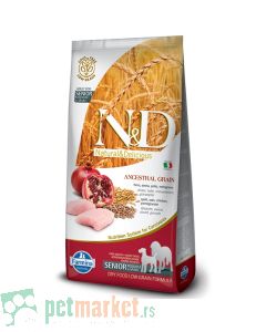 N&D Low Grain: Medium/Maxi Senior, Piletina & Nar, 12 kg