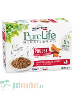 Pro Nutrition Pure Life: Kompletna hrana za mačke Chicken Multipac, piletina 12x85 gr
