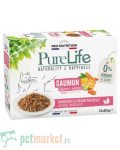 Pro Nutrition Pure Life: Kompletna hrana za mačke Salmon Multipac, losos 12x85 gr