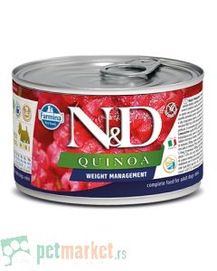 N&D Grain Free: Vlažna hrana za pse za kontrolu težine Waight Management, Kinoa i Jagnjetina, 3 x 140 gr (240din/kom)