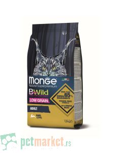 Monge Bwild: Hrana za odrasle mačke Adult Low Grain, Zečetina, 1.5 kg