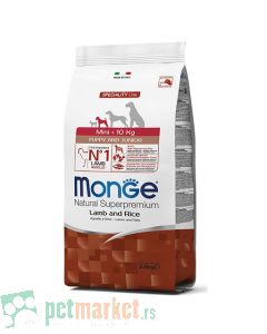 Monge: Hrana za štence malih rasa Monoprotein Mini Puppy and Junior,  Jagnjetina i Pirinač 