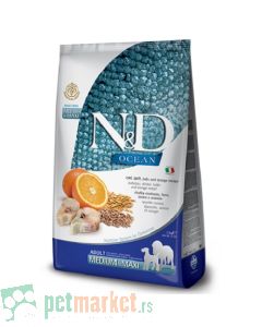 N&D Ocean: Hrana za pse Medium/Maxi Adult, Bakalar & Spelta