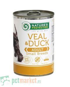 Nature’s Protection: Vlažna hrana za odrasle pse Adult Small Breeds, Teletina i Pačetina, 400 gr