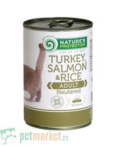Nature’s Protection: Vlažna hrana za sterilisane mačke Neuterd,Ćuretina, Losos i Pirinač, 400 gr