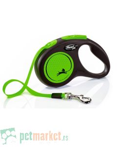 Flexi: Povodac New Neon Tape Green