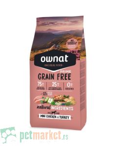 Ownat Prime GF: Grana za odrasle male pse bez žitarica Adult Mini, Piletina & Ćuretina
