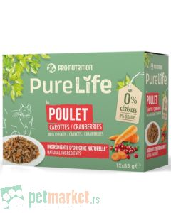 Pro Nutrition Pure Life: Kompletna hrana za mačke Chicken Multipac, Piletina 12x85 gr