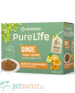 Pro Nutrition Pure Life: Kompletna hrana za mačke Turkey Multipac, Ćuretina 12x85 gr