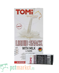 Tomi: Tečna poslastica za mace sa mlekom i taurinom Snacks Liquid, 10x10 gr