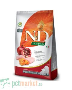 N&D Pumpkin: Hrana za štence Medium/Maxi Puppy, Piletina & Nar