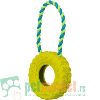 Trixie: Igračka od kanapa i prirodne gume Dog Toy Tire on a Rope