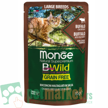 Monge Bwild: Sos za velike mačke Adult Large Grain Free, 85 gr