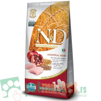 N&D Low Grain: Medium/Maxi Senior, Piletina & Nar, 12 kg